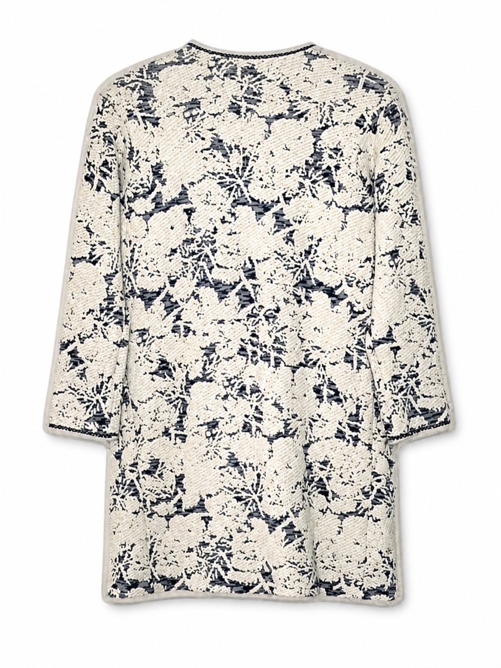 J Jill Jacquard Topper Longline Sweater Cardigan Jacket Open Front Floral Small - Picture 5 of 6